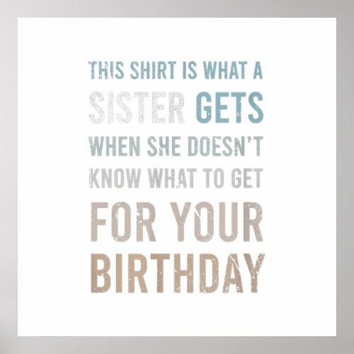 Mens Funny Birthday Gift Brother From Sister Poster