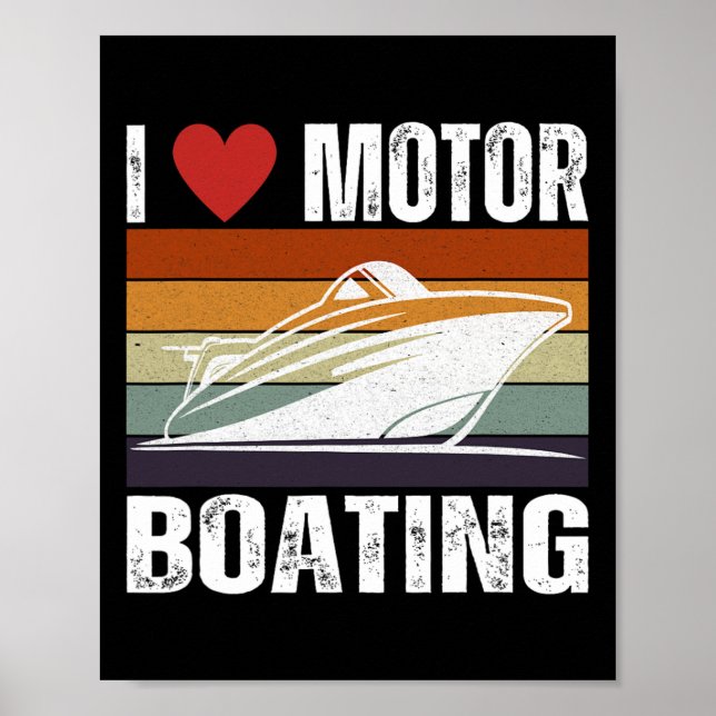 Mens Funny Boater Life Speed Boat Captain I Love M Poster (Front)