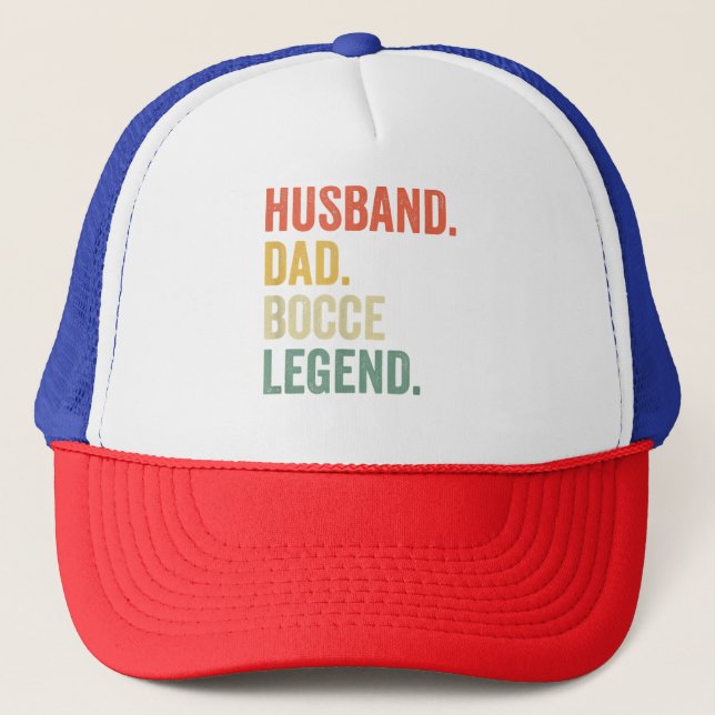 Mens Funny Bocce Husband Dad Bocce Ball Legend Trucker Hat (Front)