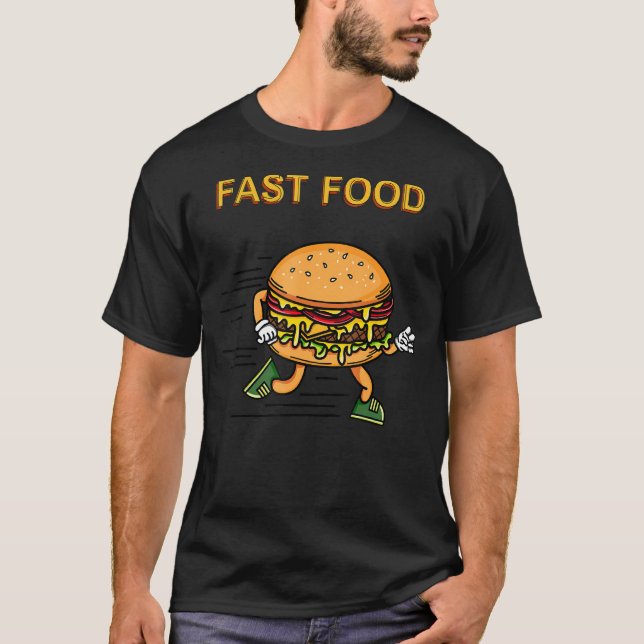 Mens Funny Burger Fast Food  1 T-Shirt (Front)