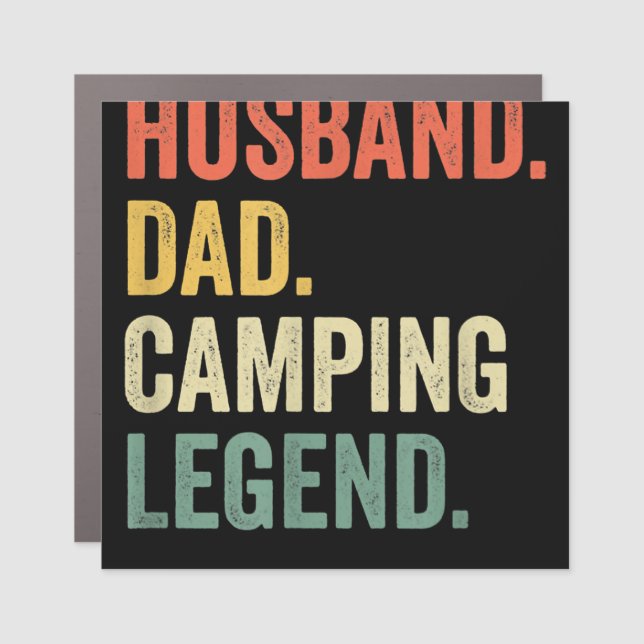 Mens Funny Camper Husband Dad Camping Legend Vinta Car Magnet (Front)