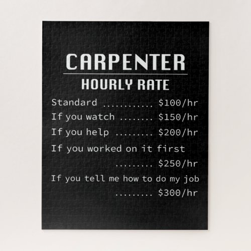 Mens Funny Carpenter Hourly Rate Gift Architects Jigsaw Puzzle