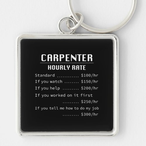 Mens Funny Carpenter Hourly Rate Gift Architects Keychain