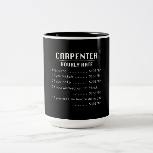 Mens Funny Carpenter Hourly Rate Gift Architects Two_Tone Coffee Mug