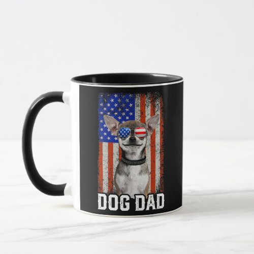 Mens Funny Chihuahua Dog Dad USA Flag Fathers Mug