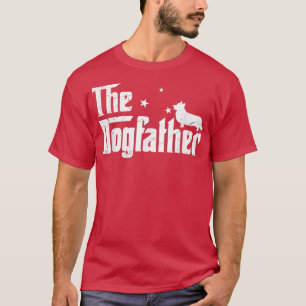 Mens Funny Corgi Dogfather Distressed Father's Day T-Shirt