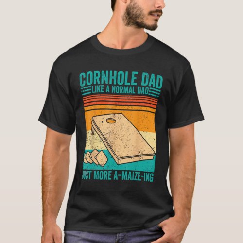 Mens Funny Cornhole Retro Cornhole Dad Just More A T_Shirt