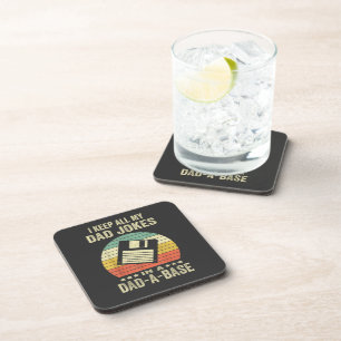 Mens Funny dad Jokes in dad-a-Base Beverage Coaster