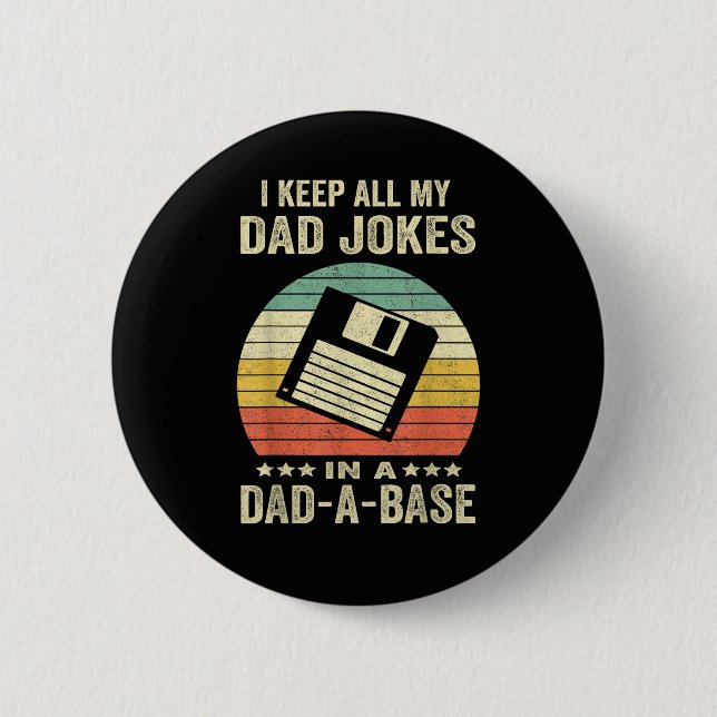 Mens Funny dad Jokes in dad-a-Base Button (Front)
