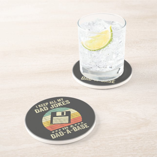 Mens Funny dad Jokes in dad-a-Base Coaster (Side)