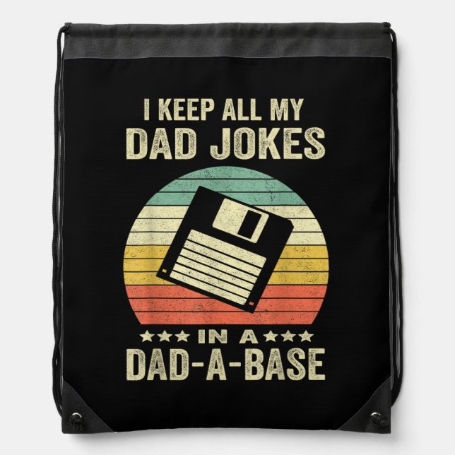 Mens Funny dad Jokes in dad-a-Base Drawstring Bag (Front)