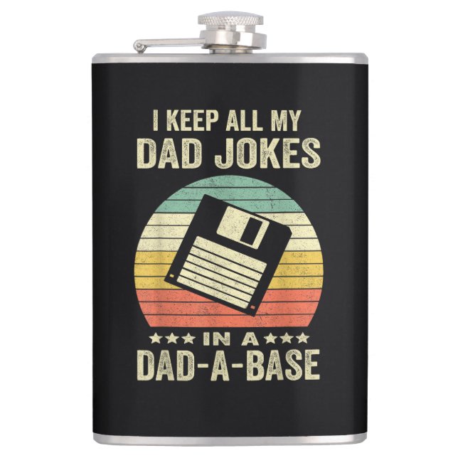 Mens Funny dad Jokes in dad-a-Base Flask (Front)