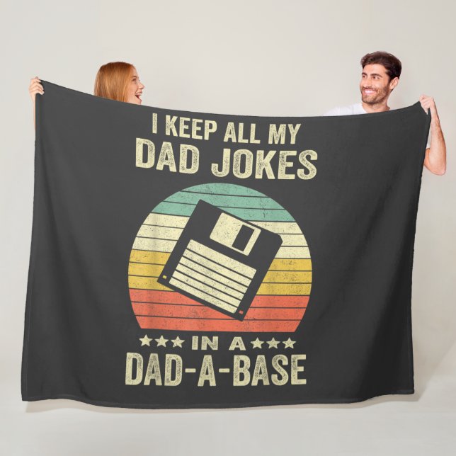 Mens Funny dad Jokes in dad-a-Base Fleece Blanket (In Situ)