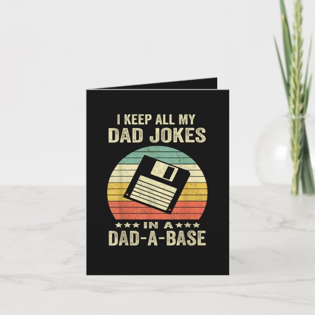 Mens Funny dad Jokes in dad-a-Base Holiday Card (Front)