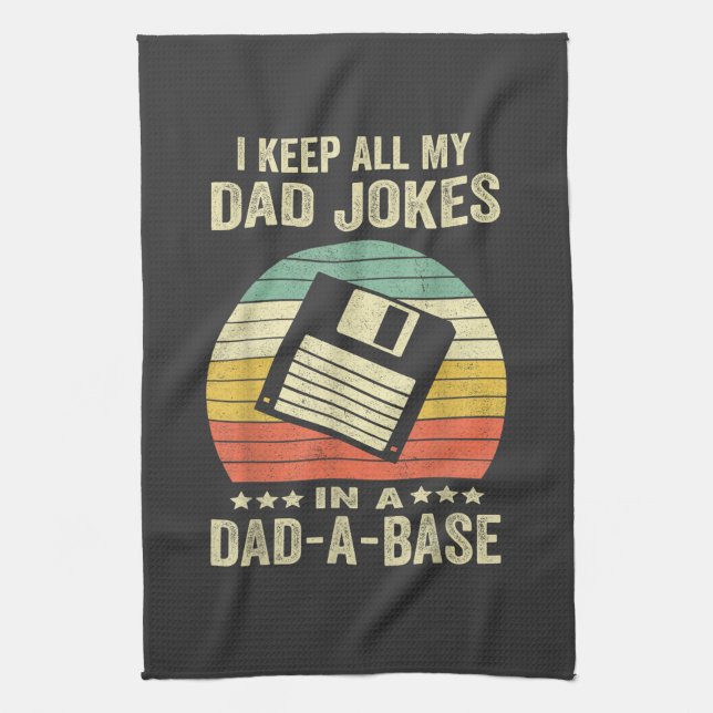 Mens Funny dad Jokes in dad-a-Base Kitchen Towel (Vertical)