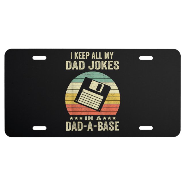 Mens Funny dad Jokes in dad-a-Base License Plate (Front)