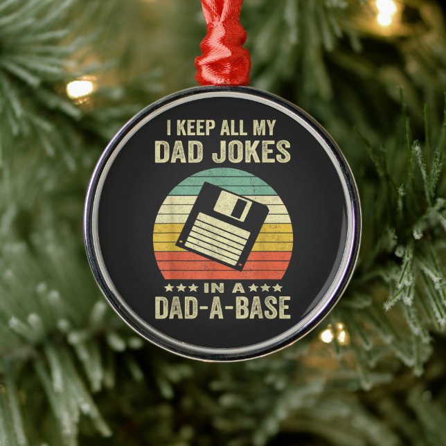 Mens Funny dad Jokes in dad-a-Base Metal Ornament (Tree)
