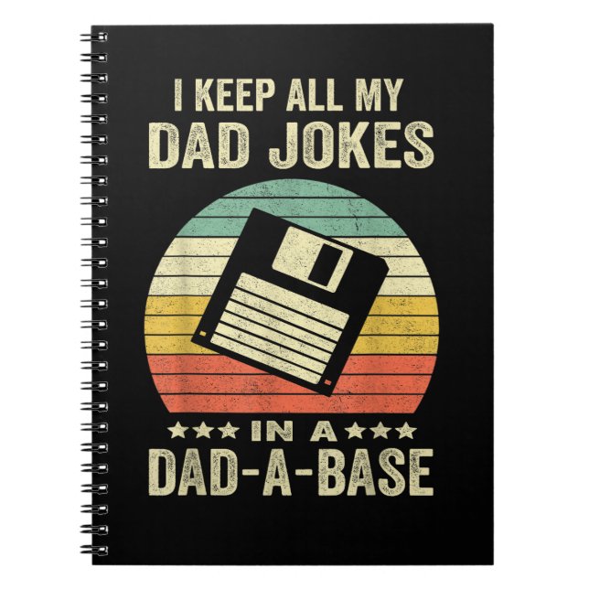Mens Funny dad Jokes in dad-a-Base Notebook (Front)