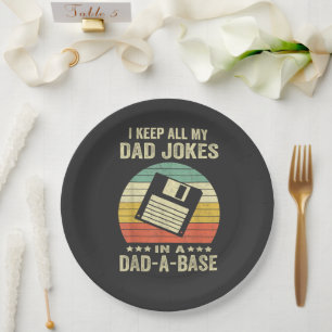 Mens Funny dad Jokes in dad-a-Base Paper Plates