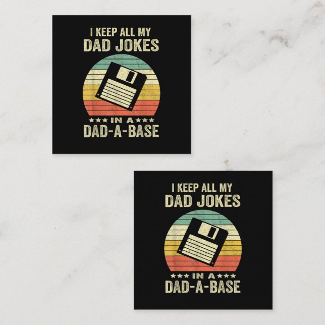 Mens Funny dad Jokes in dad-a-Base Square Business Card (Front/Back)