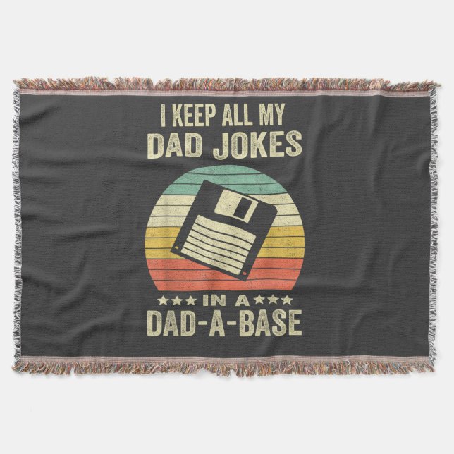 Mens Funny dad Jokes in dad-a-Base Throw Blanket (Front)