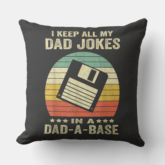 Mens Funny dad Jokes in dad-a-Base Throw Pillow (Front)