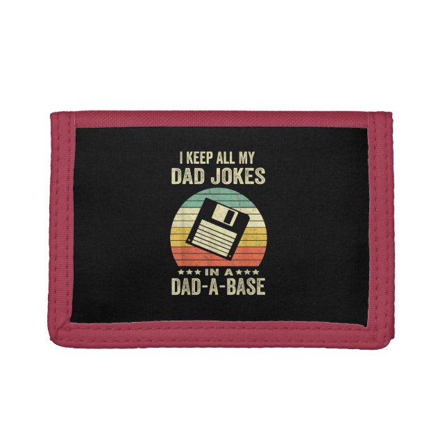 Mens Funny dad Jokes in dad-a-Base Trifold Wallet (Front)