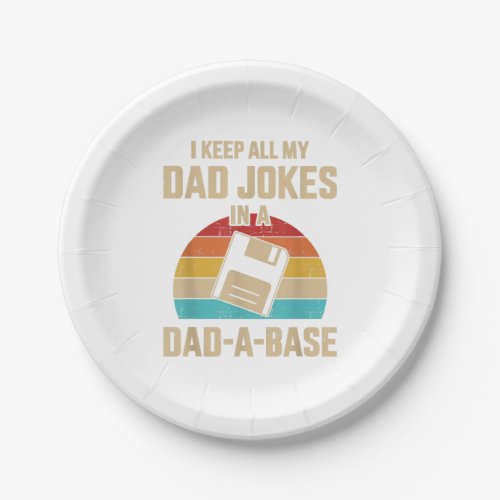 Mens Funny dad jokes in dad_a_base vintage for fat Paper Plates