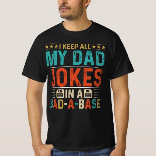 Mens Funny dad jokes in dad_a_base vintage for fat T_Shirt