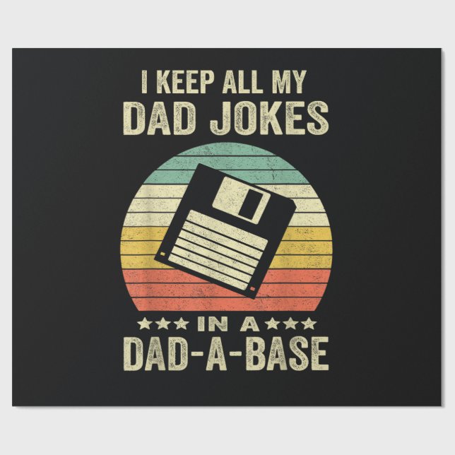 Mens Funny dad Jokes in dad-a-Base Wrapping Paper (Flat)