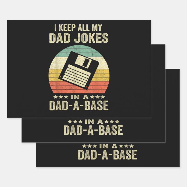 Mens Funny dad Jokes in dad-a-Base Wrapping Paper Sheets (Set)