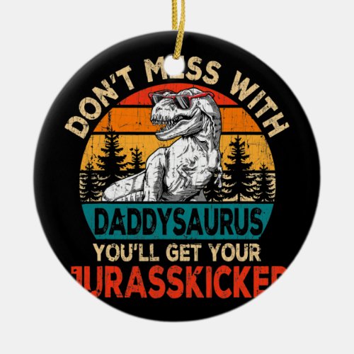 Mens Funny Daddy Rex Saurus Fathers Day Ceramic Ornament