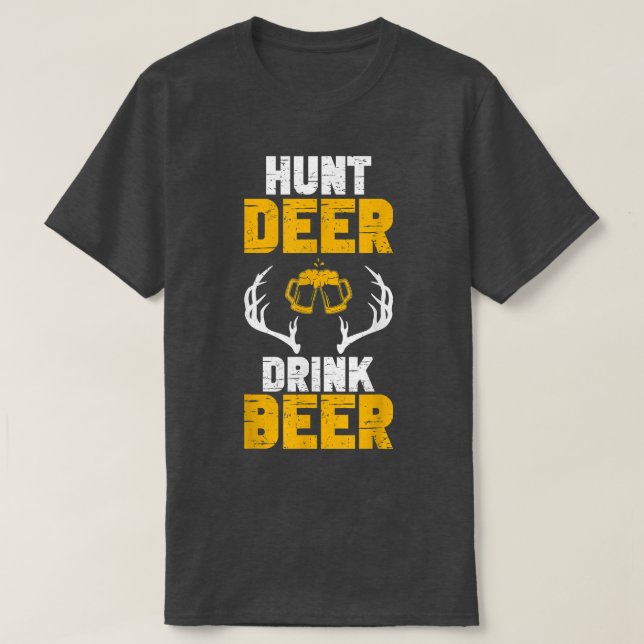 Mens Funny Deer Hunter Hunting Hunt Deer Drink Bee T-Shirt (Design Front)