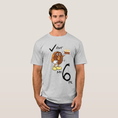 Mens Funny Donut Check Out My Six Pack Beer  T_Shirt