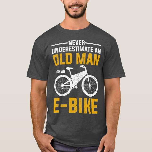Mens Funny Electric Bike Design Old Man With An T-Shirt (Front)