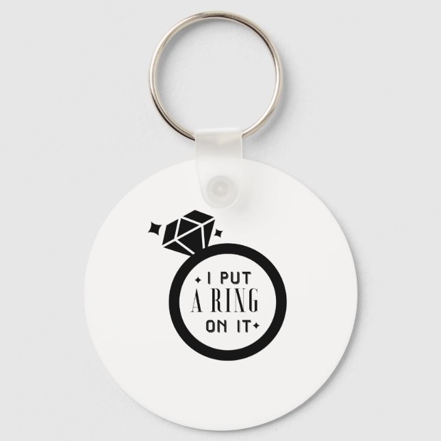 Men's Funny Engaged Marriage Engagemen Keychain (Front)