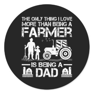 Mens Funny Farming Tractor Retro Farmer Dad Classic Round Sticker