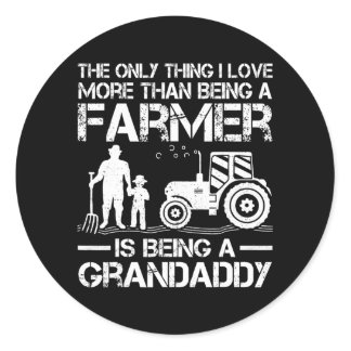Mens Funny Farming Tractor Retro Farmer Grandaddy Classic Round Sticker