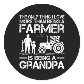 Mens Funny Farming Tractor Retro Farmer Grandpa Classic Round Sticker