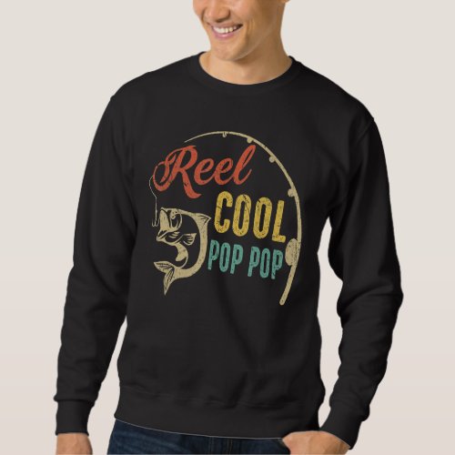 Mens Funny Fathers Day Vintage Fishing Reel Cool P Sweatshirt