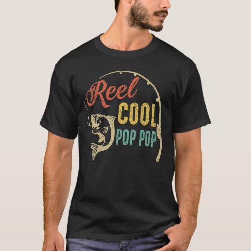 Mens Funny Fathers Day Vintage Fishing Reel Cool P T_Shirt