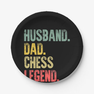 Mens Funny Gift Husband Dad Chess Legend Paper Plates