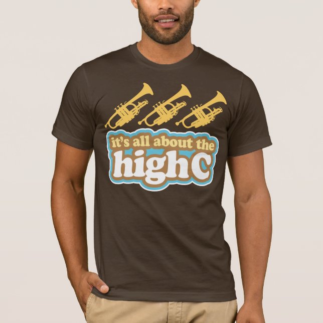 Mens Funny High C Note Trumpet Music Tee Gift (Front)