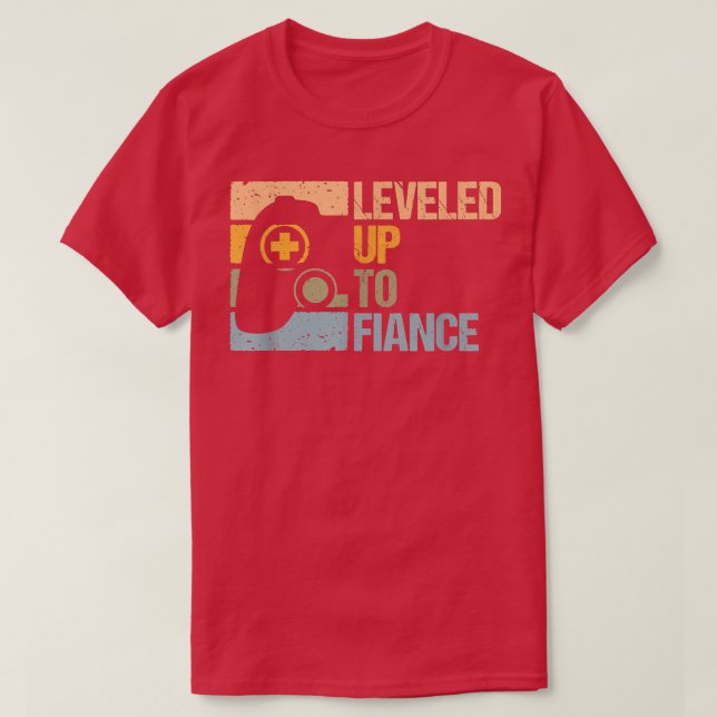 Mens Funny Leveled Up To Fiance Design  T-Shirt (Design Front)