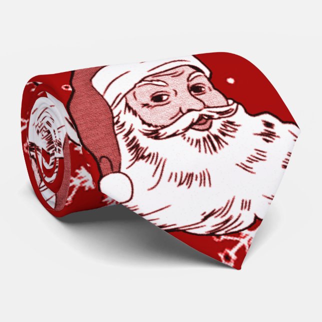 Men's Funny Loud Santa Red Christmas Tie (Rolled)