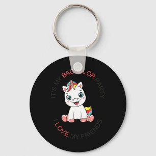 Mens Funny My Bachelor Party Cute Unicorn Bachelor Keychain