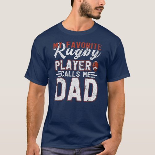 Mens Funny My Rugby Player Calls Me Dad Rugby T_Shirt