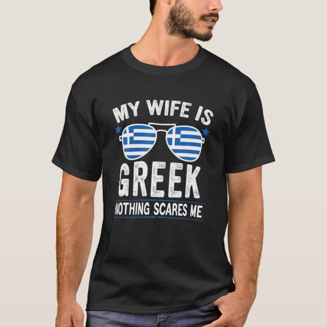 Mens Funny My Wife Is Greek Proud Husband Greece H T-Shirt (Front)