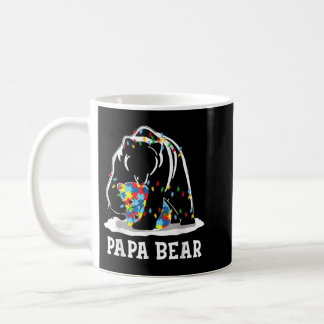 Mens Funny Papa Bear Autism Awareness Autism Match Coffee Mug
