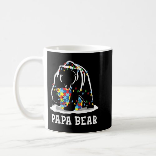 Mens Funny Papa Bear Autism Awareness Autism Match Coffee Mug